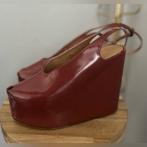 Dries Van Noten Women Red Platform Wedge Heel Sandals Shoe Sz EU 36 1/2 or 6